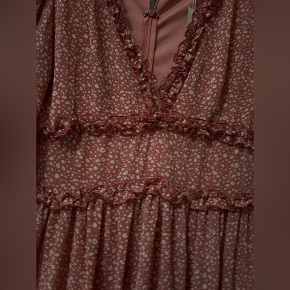 She + Sky Terracotta Floral Long Sleeve Dress - Picture 3 of 12